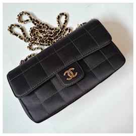 Chanel-Chocolate Bar Camellia Satin Flap Bag-Black