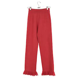 Alanui-Pantaloni dritti in lana-Rosso