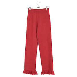 Alanui-Pantalon droit en laine-Rouge