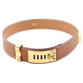 Hermès-Leather leather belt-Brown