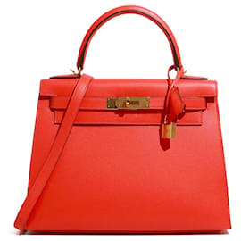 Hermès-HERMES Handbags Kelly 28-Red