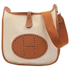 Hermès-HERMES  Handbags   Cloth-Beige