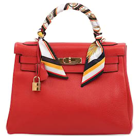 Hermès-HERMES  Handbags   Leather-Red