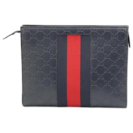 Gucci-GUCCI Pochette Pelle-Blu navy