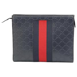 Gucci-GUCCI  Clutch bags   Leather-Navy blue