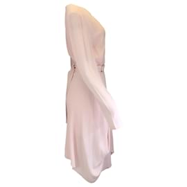 Autre Marque-Stella McCartney Robe midi en crêpe rose pâle à manches longues et ceinture-Rose