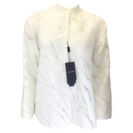 Autre Marque-Giorgio Armani Blouse boutonnée blanche à détails transparents-Blanc