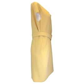 Autre Marque-Robe jaune en crêpe avec ceinture et manches capes St. John-Jaune