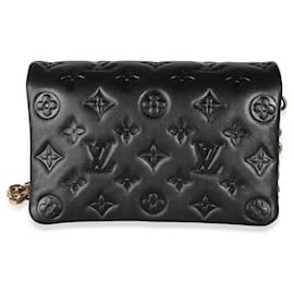 Louis Vuitton-Louis Vuitton Black Monogram Embossed Puffy Lambskin Pochette Coussin-Black