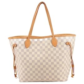 Louis Vuitton-Louis Vuitton Damier Azur Neverfull Tote MM Shoulder Bag N51107-Beige