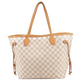 Louis Vuitton-Louis Vuitton Damier Azur Neverfull Tote MM Umhängetasche N51107-Beige