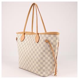 Louis Vuitton-Louis Vuitton Damier Azur Neverfull Tote MM Shoulder Bag N51107-Beige