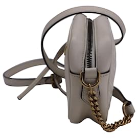 Gucci-Mini sac bandoulière Gucci Marmont en cuir blanc-Blanc,Écru