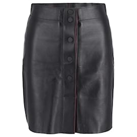 Sandro-Sandro Milla A-Line Skirt in Black Leather-Black