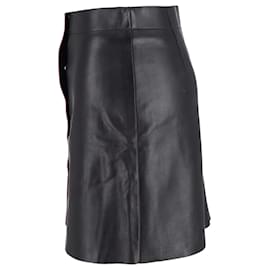 Sandro-Sandro Milla A-Line Skirt in Black Leather-Black