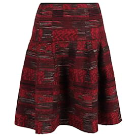 Oscar de la Renta-Oscar De La Renta Boucle A-line Tweed Skirt in Red Wool-Red,Dark red