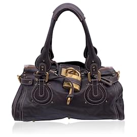 Chloé-Dark Brown Leather Paddington Tote Satchel Handbag Bag-Brown