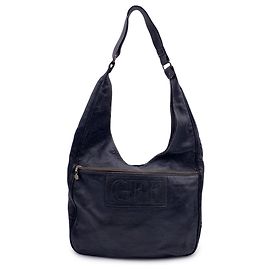 Gianfranco Ferré Vintage Black Leather Large Hobo Shoulder Bag Black