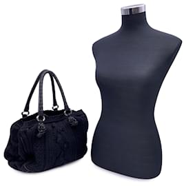 Ermanno Scervino-Black Wool Knit Tote Shoulder Bag Handbag-Black