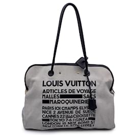 Louis Vuitton-Borsa tote Articles De Voyage in tela grigia e nera-Grigio