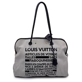 Louis Vuitton-Graue und schwarze Canvas-Einkaufstasche „Articles De Voyage“-Grau