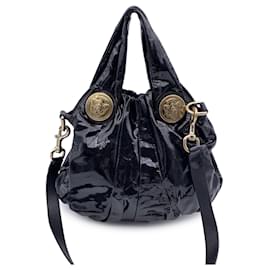 Gucci-Black Vinyl Canvas Hysteria Tote Bag Handbag-Black