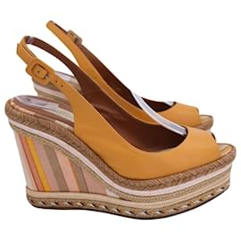 Valentino Garavani-Valentino Slingback Wedge Sandals in Yellow Leather-Other