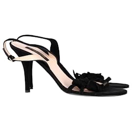 Sergio Rossi-Sergio Rossi Mid-Heel Sandals in Black Velvet-Black