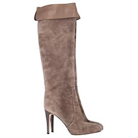Gianvito Rossi-Gianvito Rossi Knee Boots in Brown Suede-Brown,Red
