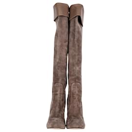 Gianvito Rossi-Gianvito Rossi Knee Boots in Brown Suede-Brown,Red