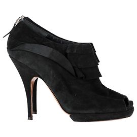 Moschino High Heel Boots in Black Suede Black