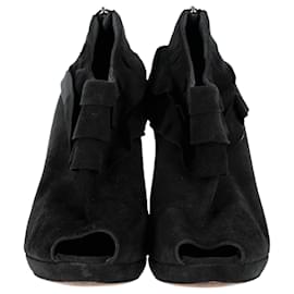 Moschino-Moschino High Heel Stiefel aus schwarzem Wildleder-Schwarz