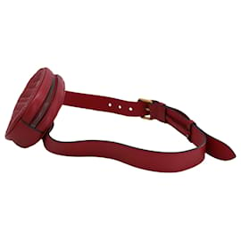 Gucci-Gucci Matelassé GG Marmont Belt Bag in Red Leather-Red,Dark red