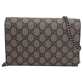 Gucci-Gucci Dionysus GG Supreme Kettenbrieftasche aus beigem Canvas-Andere