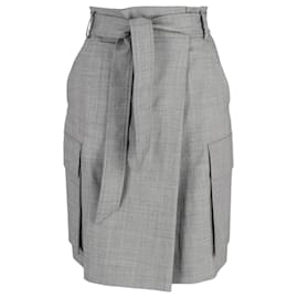 Max Mara-Max Mara Verdier Belted Skirt In Grey Wool-Grey