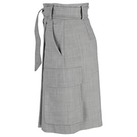 Max Mara-Max Mara Verdier Belted Skirt In Grey Wool-Grey