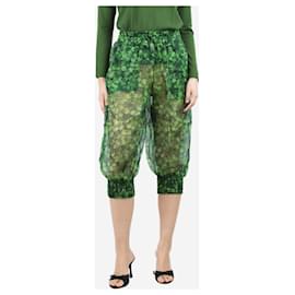 Dolce & Gabbana-Green sheer floral printed blouson pants - size UK 8-Green