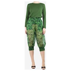 Dolce & Gabbana-Green sheer floral printed blouson pants - size UK 8-Green