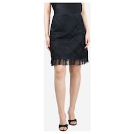 Chanel-Black A-line lace midi skirt - size UK 10-Black