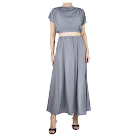 Totême-Blue striped cropped top and maxi skirt set - size UK 8-Blue
