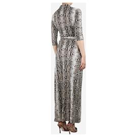 Diane Von Furstenberg-Robe portefeuille longue en jersey de soie à imprimé serpent Abigail - taille S-Autre