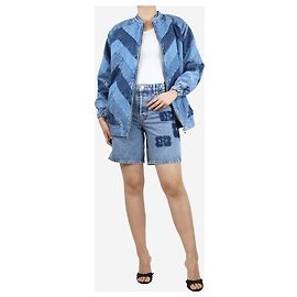 SéZane Veste bomber patchwork en denim bleu - taille UK 8 Autre