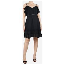 Autre Marque-Mini robe noire brodée à épaules dénudées - taille M-Noir