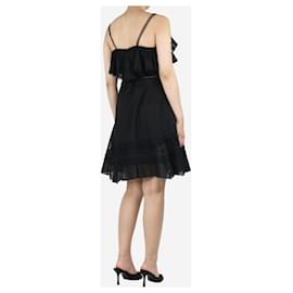 Autre Marque-Mini robe noire brodée à épaules dénudées - taille M-Noir