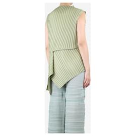 Issey Miyake-Green sleeveless pleated asymmetric top - Brand size 2-Green