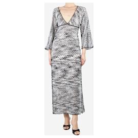 Missoni-Black and white zig-zag patterned midi dress - size UK 10-Black