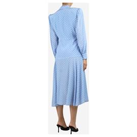 Alessandra Rich-Light blue buttoned polka dot midi dress - size UK 10-Blue