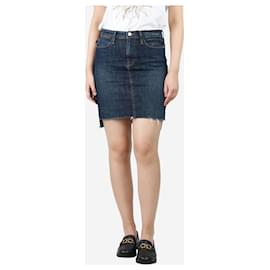 Frame Denim-Blue distressed denim mini skirt - size UK 8-Blue