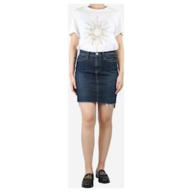 Frame Denim-Blue distressed denim mini skirt - size UK 8-Blue