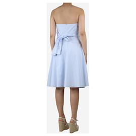 Claudie Pierlot-Blue and white strapless striped midi dress - size UK 12-Blue